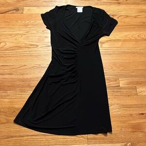 Rodan black faux wrap short sleeve dress - size large